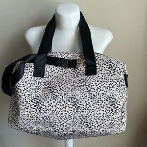 Mali & Lili Weekender Bag Animal Print Travel Bag Straps NEW Black Cream